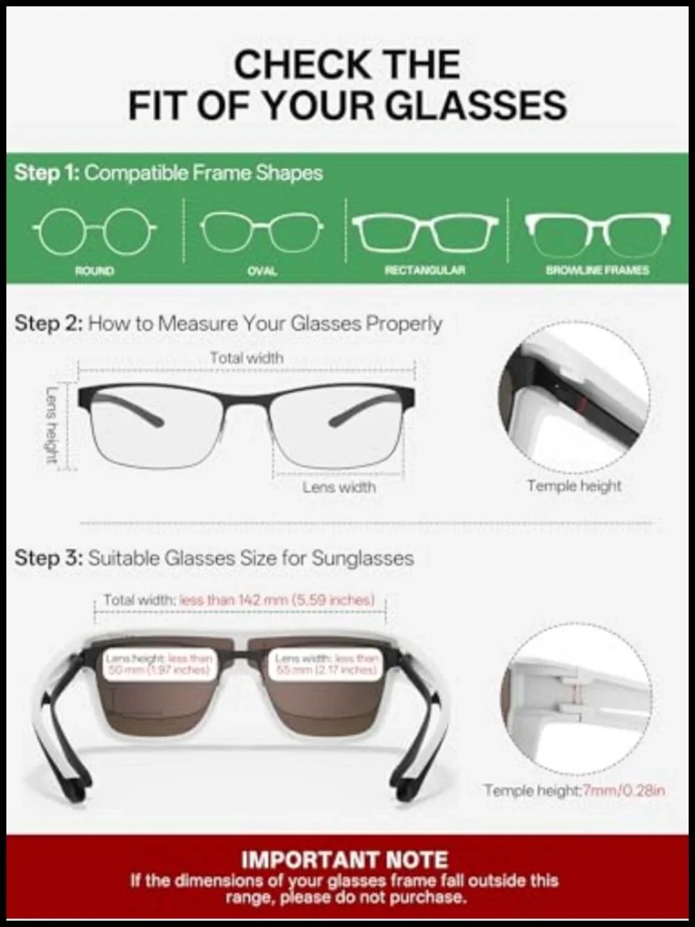 Oversized Square Fit Over Sunglasses UV400 TR90 Frame for Men Women